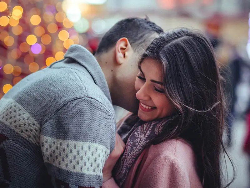 Couple happy kiss